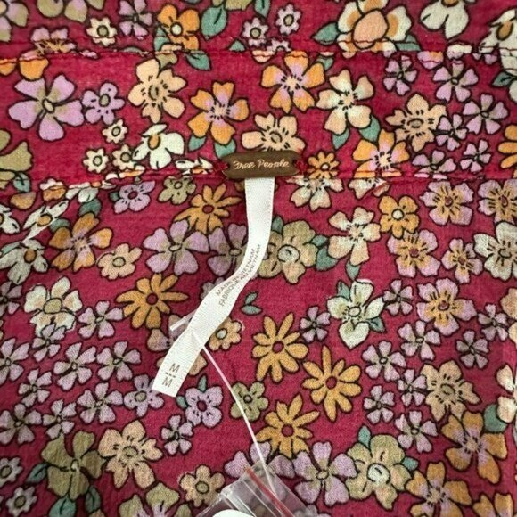 Free People floral print plunge mini dress with half sleeves size medium NWTs - Picture 5 of 12